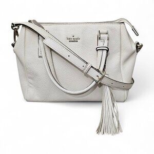 Kate Spade Naomi Pebble Leather Small Satchel Off White Tassel Shoulder Bag COA